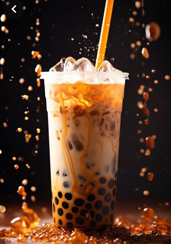 Bubble Tea with milk and chewy tapioca pearls